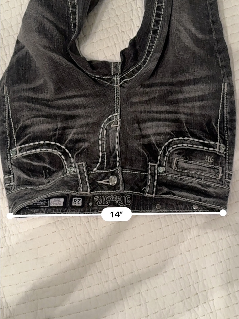 Miss Me Womens 28 Black Washed Boot Jeans with Contrast Stitching - Picture 13 of 13